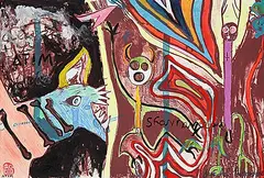 Jane Ash Poitras, Untitled - Spirits #2/14, 1997, mixed media on print on paper