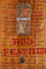 Jane Ash Poitras, Red Feather, 1988, mixed media on wood board