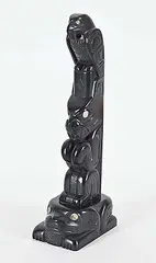 Haida Eagle, Bear and Frog by Glen Pollard, 2007, argillite carving, sold Mar 2026