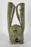 Padlaya Qiatsuk, Untitled - Hooting Owl, green stone carving