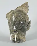 Kellypalik Qimirpik, Untitled - Shaman II, green stone and bone carving