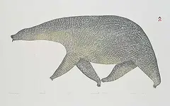 Lucy Qinnuayuak, Nanupauja #11/50, 1979, colour stonecut on paper