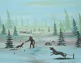Carl Ray, Untitled - Feeding the Dog Team, acrylic on canvas