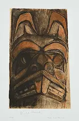 Bill Reid, Haida Beaver Pole #24/45, 1997, colour etching on paper