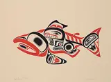 Bill Reid, Haida Dog Salmon #117/600, 1974, colour silkscreen on paper