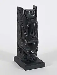 Chris Russ, Untitled - Totem of Figures and Faces, argillite carving