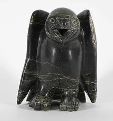 Kumakuluk Saggiak, Untitled - Squawking Raven, 1988, green stone carving