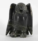 Kumakuluk Saggiak, Untitled - Squawking Raven, 1988, green stone carving