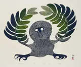 Pauta Saila, Dream of Owl #45/50, 1972, colour stonecut on paper