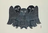 Pitaloosie Saila, Owl Trio #11/50, 1963, stonecut on paper