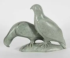 Alec Sala, Untitled - Two Birds, 1988, green stone carving