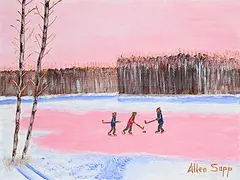 Allen Sapp, Untitled - Sunset Shinny, acrylic on canvas
