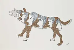 Simon Tookoome, Untitled - Beast Transformation, pastel and coloured pencil on paper