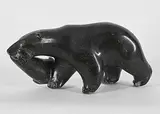Mannumi Shaqu, Untitled - Bear Eating Seal, black stone carving
