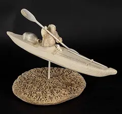 Nick Sikkuark, Untitled - Kayaker, 1989, bone carving
