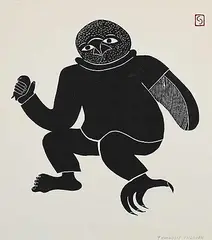 Thomoosie Tulooak, Untitled - Bird Transformation, stonecut on paper