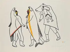 Mark Uqayuittuq, Friendly Spirits #45/50, 1972, colour stonecut on paper
