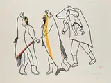 Mark Uqayuittuq, Friendly Spirits #45/50, 1972, colour stonecut on paper