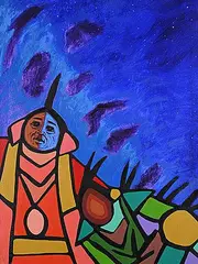 Jerry Whitehead, Guardian Eyes, 1995, acrylic on paper