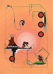 David B. Williams, Buffalo Dancers, 1983, gouache on paper