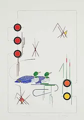 David B. Williams, Loons - Marsh, 1981, gouache on paper