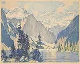A.C. and Barbara Leighton - Barleigh, Lake Louise #5/100, colour wood block on paper