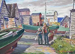 John Alfred Barwick, Lobstermen [Cape Breton Isle N.S.], oil on wood board