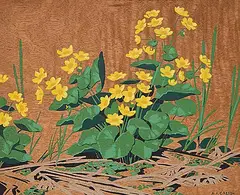 A. J. Casson, Untitled - Marsh Marigold Cowslip, colour silkscreen on wood veneer