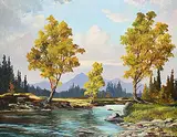 Duncan MacKinnon Crockford, Scene Near Morley, Alberta, oil on wood board