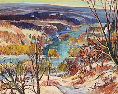 Ernest Alfred Dalton, Untitled - River Valley in the Winter, oil on wood board
