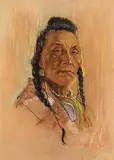 Nicholas Raphael de Grandmaison, Untitled - Man with Braids, pastel on paper