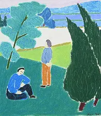 Diana Dean, Untitled - Looking Out, Looking In, 1977, pastel on paper