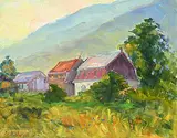 Paul-Henri DuBerger, Maisons abandonnées [Mont Ste. Anne], 1986, oil on canvas