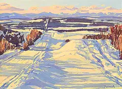 William Duma, Road into Foothills, oil on canvas board