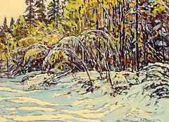 William Duma, October Snow, oil on wood board