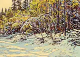 William Duma, October Snow, oil on wood board