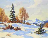Roland Gissing, Untitled - Snowy Mountain View, oil on canvas