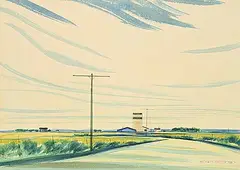 Robert Newton Hurley, Untitled - Crosswinds Over the Prairie Road, 1958, watercolour on paper