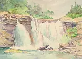 Martha Isabel Houston, Lundbreck Falls, watercolour on paper