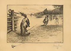 John Innes, Untitled - Lassoed Horse, 1900, etching on paper