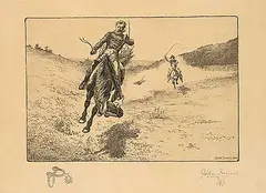John Innes, Untitled - Horse Breaking, 1900, etching on paper