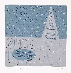 Harry Mitsuo Kiyooka, Xmas 84, 1984, colour silkscreen on paper