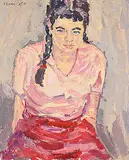 Shmuel Lamm, Untitled - Portrait in Pink, oil on canvas