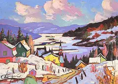 Claude Langevin, Le Saguenay, oil on canvas