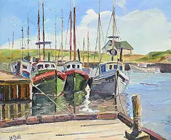 Maurice LeBon, Bateaux de peche [Gaspe, Que.], 1973, oil on canvas