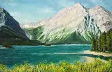 Minchang Li, Moraine Lake, acrylic on canvas
