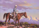 Harold Lloyd Lyon, Mountain Sunrise, oil on wood board
