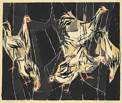 Thelma Alberta Manarey, Chickens #16/20, colour silkscreen on paper