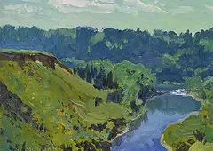 Gary MacMillan, Untitled - Green River Valley, 1989, oil on wood board