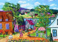 Lazy, Hazy Days of Summer by Katerina Mertikas, 2000, acrylic on wood board, sold Dec 2025
